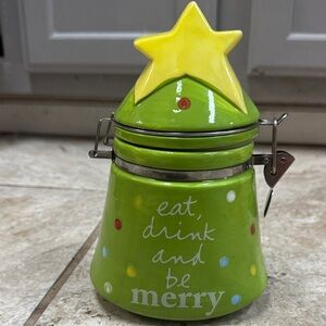 Green and Yellow Holiday Jar